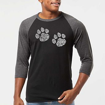 Meow Cat Prints - Men's Raglan Baseball Word Art T-shirt