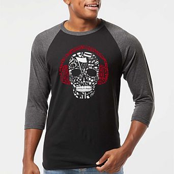 Music Notes Skull - Men's Raglan Baseball Word Art T-shirt