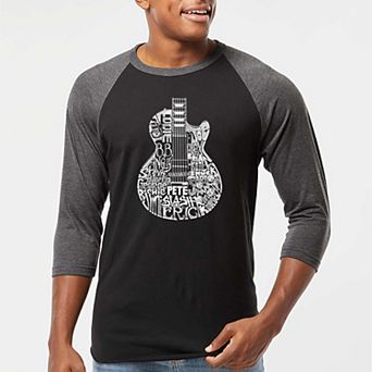 Rock Guitar Head - Men's Raglan Baseball Word Art T-shirt