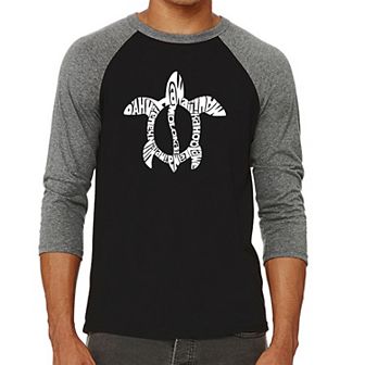 Honu Turtle - Hawaiian Islands - Men's Raglan Baseball Word Art T-shirt