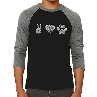 Peace Love Dogs - Men's Raglan Baseball Word Art T-shirt