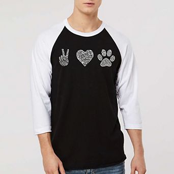 Peace Love Dogs - Men's Raglan Baseball Word Art T-shirt