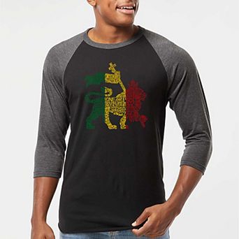 Rasta Lion - One Love - Men's Raglan Baseball Word Art T-shirt