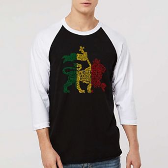 Rasta Lion - One Love - Men's Raglan Baseball Word Art T-shirt