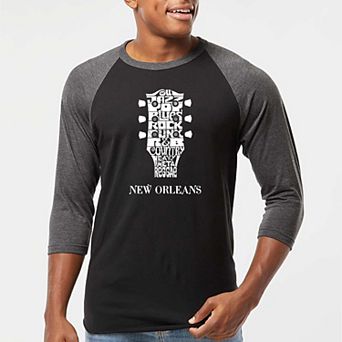 Guitar Head Music Genres - Men's Raglan Baseball Word Art T-shirt