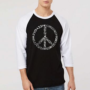 Different Faiths peace sign - Men's Raglan Baseball Word Art T-shirt
