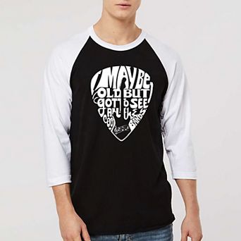 Guitar Pick - Men's Raglan Baseball Word Art T-shirt