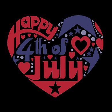 July 4th Heart - Men's Raglan Baseball Word Art T-shirt
