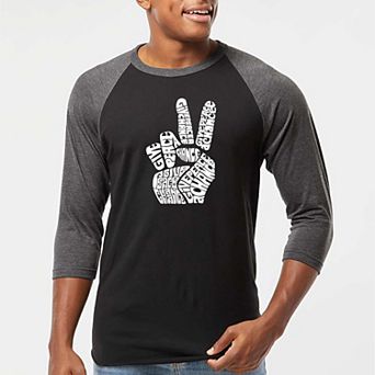 PEACE FINGERS - Men's Raglan Baseball Word Art T-shirt