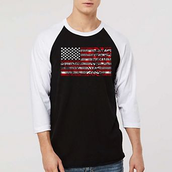 Fireworks American Flag - Men's Raglan Baseball Word Art T-shirt