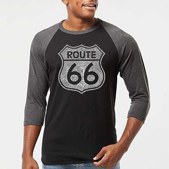 CITIES ALONG THE LEGENDARY ROUTE 66 - Men's Raglan Baseball Word Art T-shirt