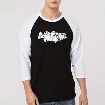 Bass - Gone Fishing - Men's Raglan Baseball Word Art T-shirt