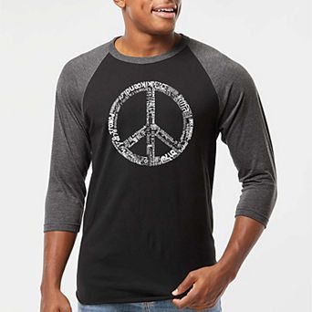 THE WORD PEACE IN 77 LANGUAGES - Men's Raglan Baseball Word Art T-shirt