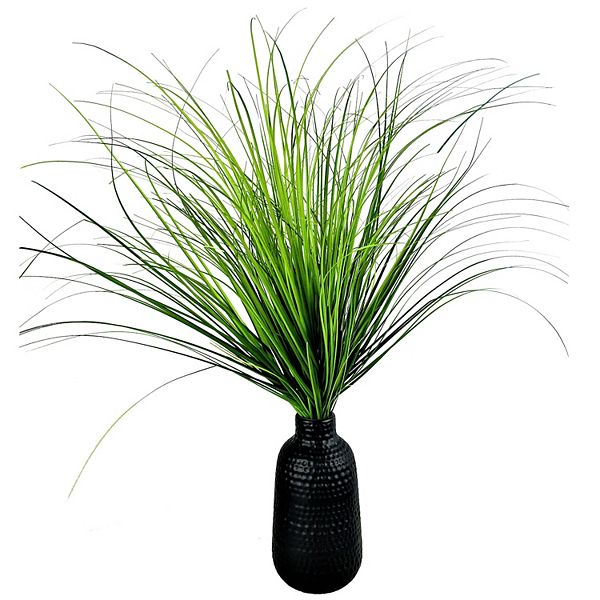 Artificial Grass Black Embossed Vase Table Decor