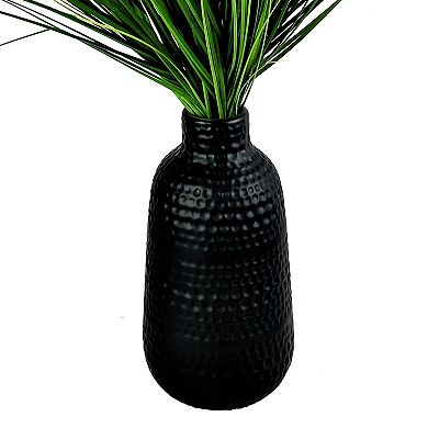 Artificial Grass Black Embossed Vase Table Decor