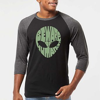 Beware of Humans - Men's Raglan Baseball Word Art T-shirt