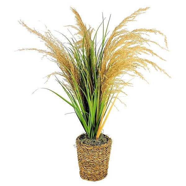 Artificial Pampas Grass Basket Floor Decor