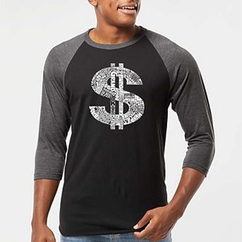 Dollar Sign - Men's Raglan Baseball Word Art T-shirt