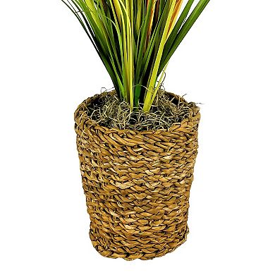 Artificial Plume Grass Basket Floor Decor