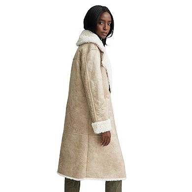 Women's NVLT Shearling Double Breasted Long Coat