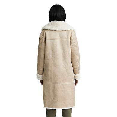 Women's NVLT Shearling Double Breasted Long Coat