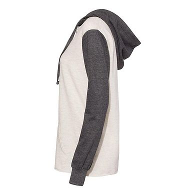 MV Sport Womens French Terry Hooded Pullover with Colorblocked Sleeves