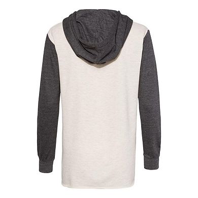 MV Sport Womens French Terry Hooded Pullover with Colorblocked Sleeves