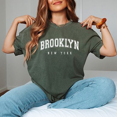 Brooklyn New York - Women's Garment Dyed Graphic T-Shirt