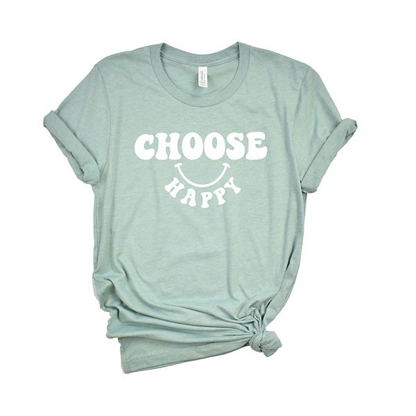 Choose Happy Bold Smiley Face Short Sleeve Graphic Tee