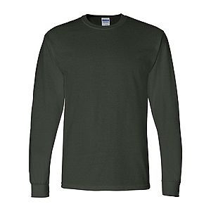 Gildan Men's Ultra Cotton Long Sleeve T-Shirt - Plain Crew Neck Tee (XL, Safety Green)