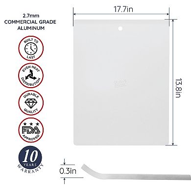 Baker's Secret 2x Extra Thick 18" Flat Pure Aluminum Cookie Sheet, Commercial Grade