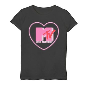 Plus Size Girls MTV Music Television Neon Heart Graphic Tee