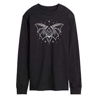 Men's Grey Bat Long Sleeve Graphic Tee