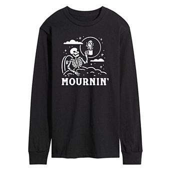 Men's Mournin Skeleton and Coffee Long Sleeve Graphic Tee