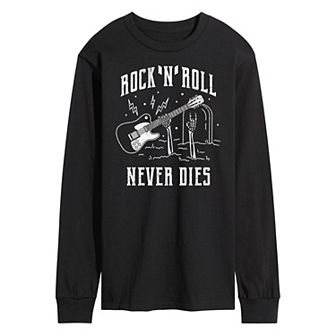 Men's Rock N Roll Never Dies Long Sleeve Graphic Tee