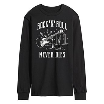 Men's Rock N Roll Never Dies Long Sleeve Graphic Tee