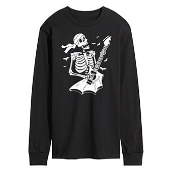 Men's Skeleton Guitar Long Sleeve Graphic Tee