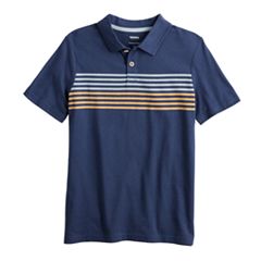 Sonoma Boys Kids Green Navy White striped short sleeve tee shirt