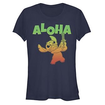 Disney's Lilo & Stitch Juniors' Aloha Ukulele Gradient Portrait Graphic Tee