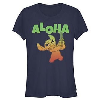 Disney's Lilo & Stitch Juniors' Aloha Ukulele Gradient Portrait Graphic Tee