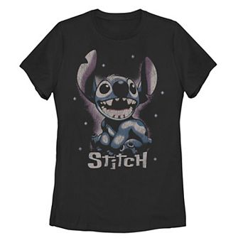 Disney's Lilo & Stitch Juniors' Dark Alien Stars Distressed Graphic Tee