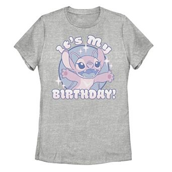Disney's Lilo & Stitch Juniors' Angel It's My Birthday Circle Badge Graphic Tee