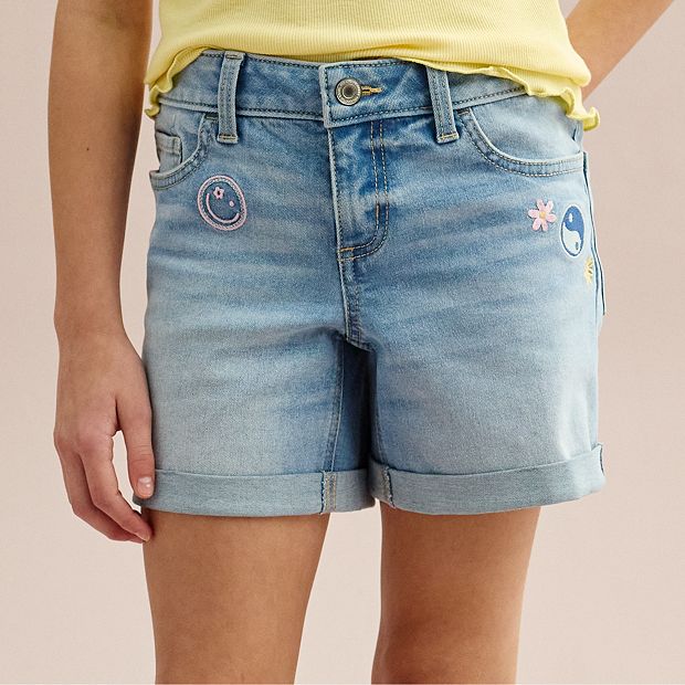 Womens midi jean shorts sales