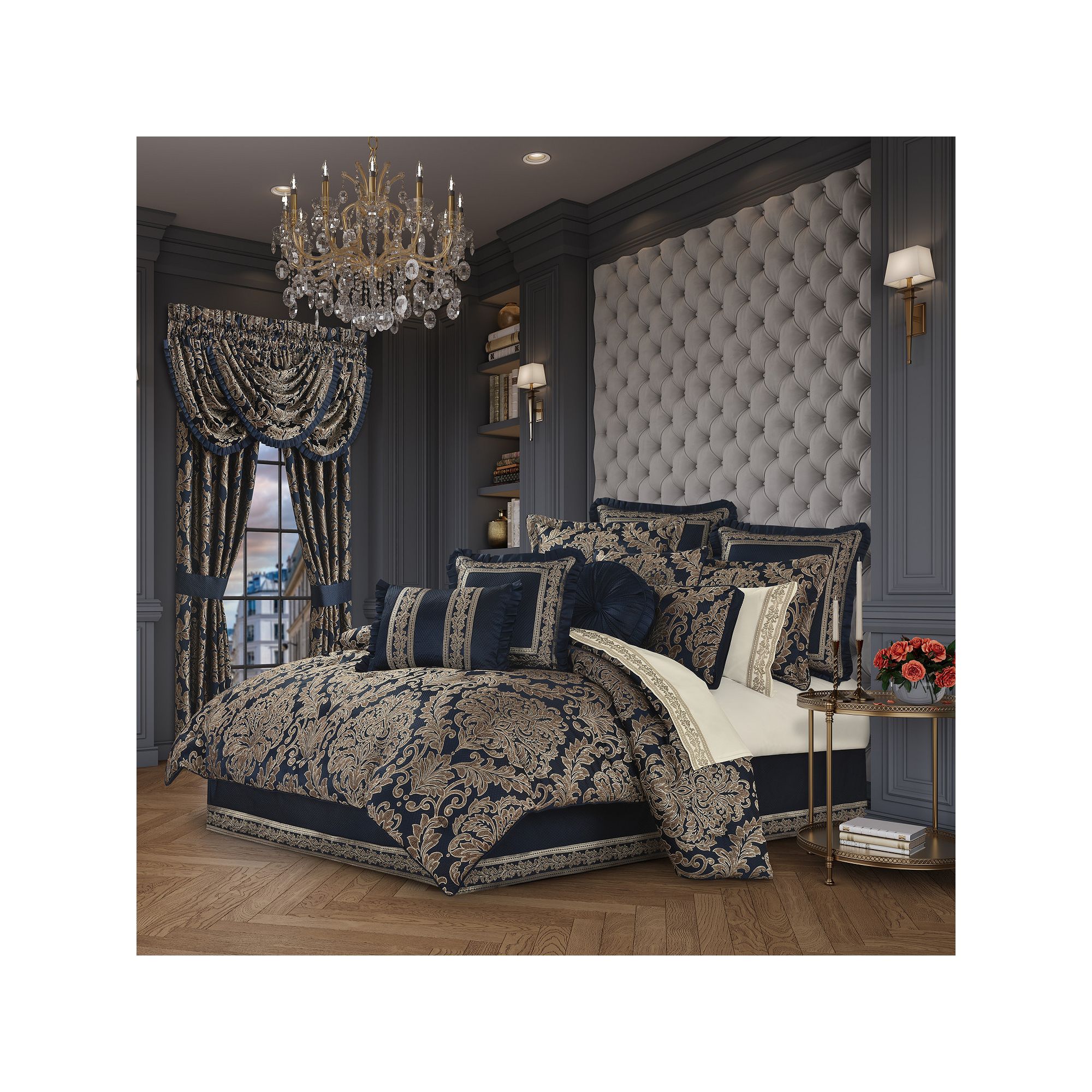 Five Queens Court Modena Comforter Set or Euro Sham, Blue