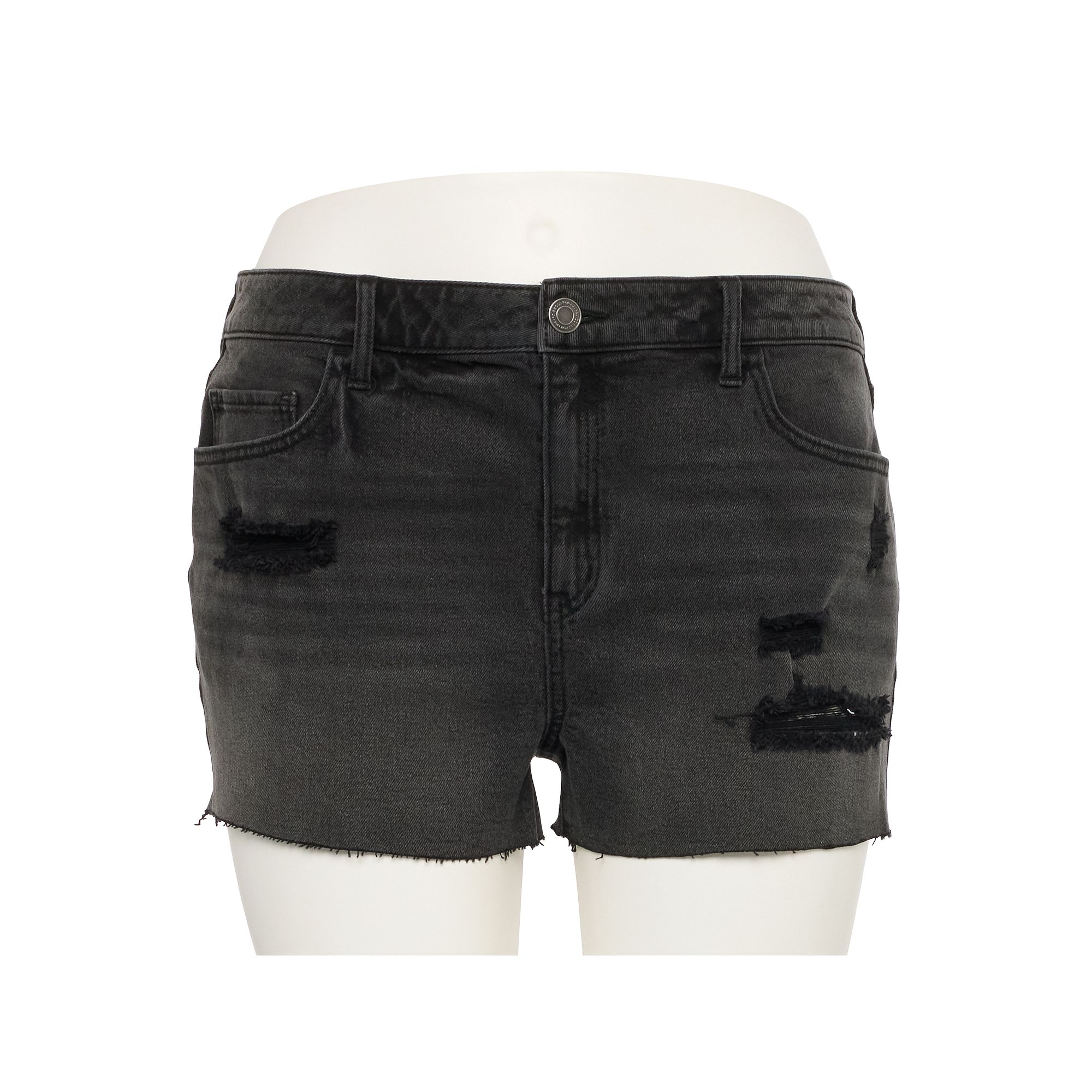 Juniors Plus SO® High-Rise Shortie Shorts, Girls, Size: 16, Black Destru
