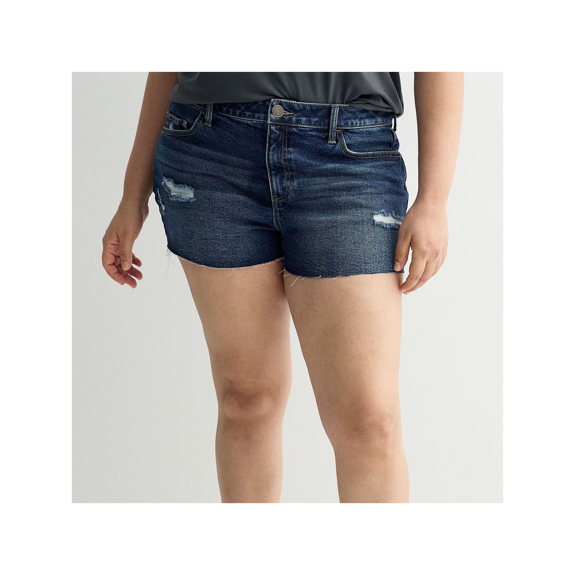 Juniors Plus SO® High-Rise Shortie Shorts, Girls, Size: 16, Dark Destruc