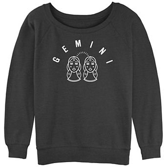 Juniors' Gemini White Ink Sketch Slouchy Graphic Sweatshirt