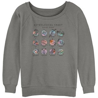 Juniors' Astrological Chart Grid Slouchy Graphic Sweatshirt