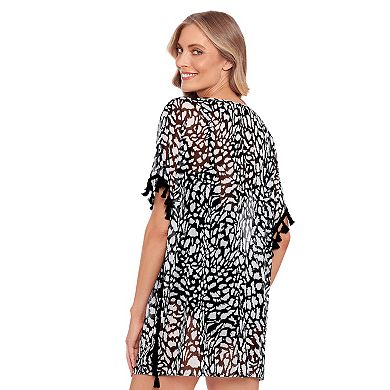 Women's Bal Harbour Chiffon Tassel-Trimmed Batwing Caftan Swim Cover-Up