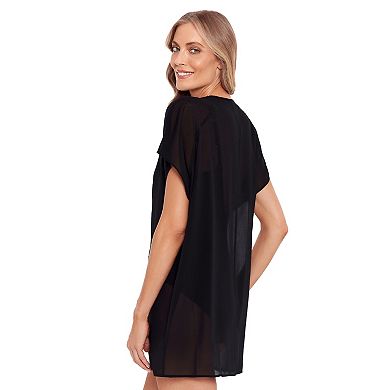 Women's Bal Harbour Lace-Trimmed Chiffon V-Neck Swim Cover-Up Tunic